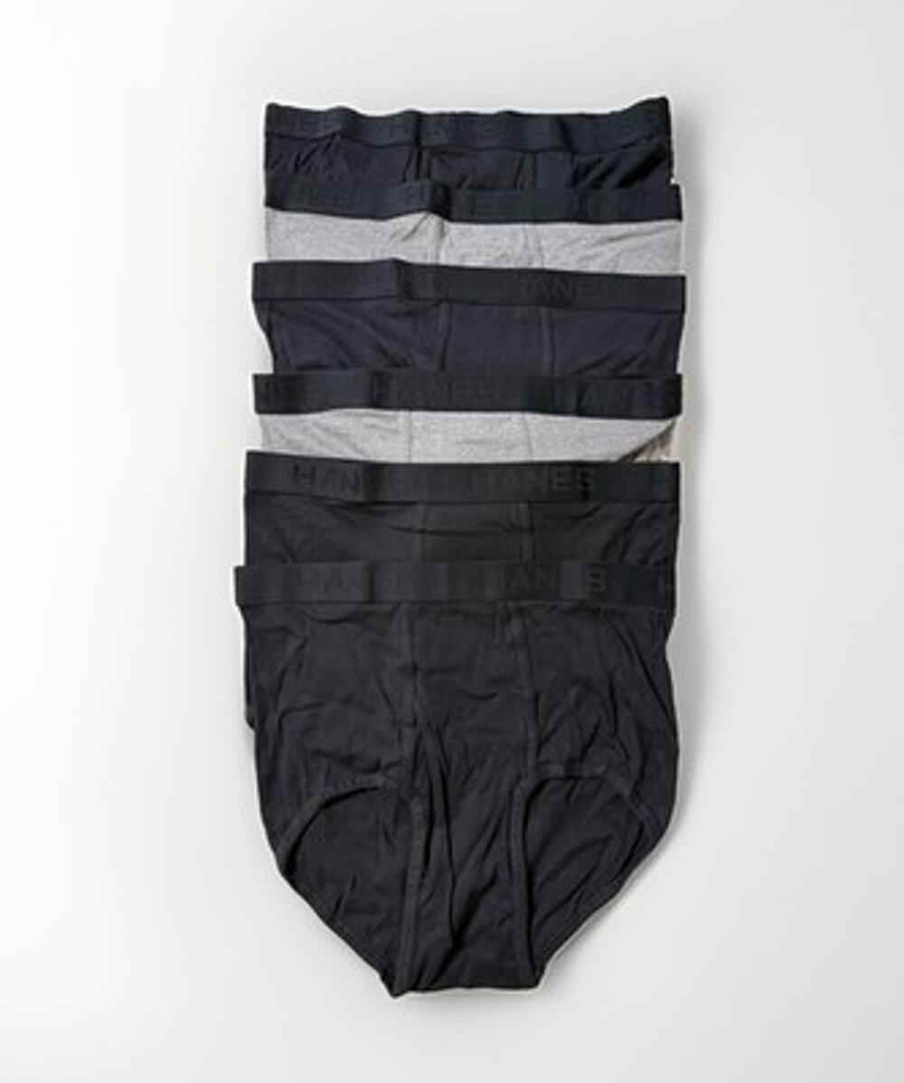 Hanes Premium Men's Briefs Lot of 6, Sz-XL, Black & Gray Cotton Blend NWOT read